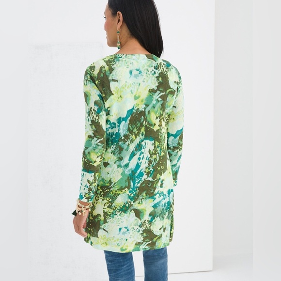 Chico’s 4 (XXL) Foliage-Print Duster Cardigan - Picture 3 of 14